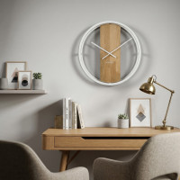 Okrúhle dubové hodiny Flexistyle LOFT OVAL kovové 50cm biele, z231oval-2d-2-x